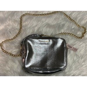 Victoria's Secret Silver Metallic Chain Crossbody Shoulder Bag Purse Faux Snake